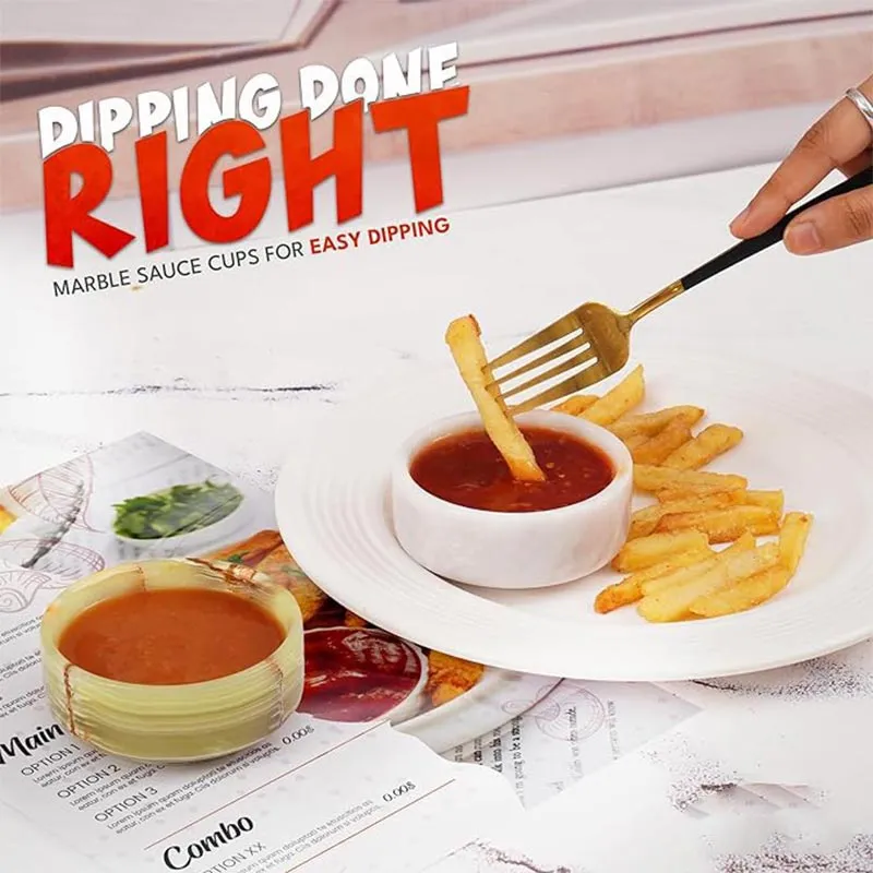 Natural Marble Sauce Cups - Dipping Bowl Cup Set