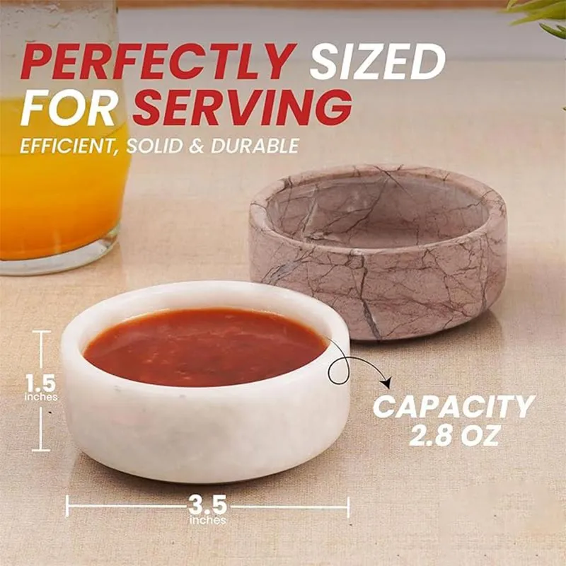 Natural Marble Sauce Cups - Dipping Bowl Cup Set