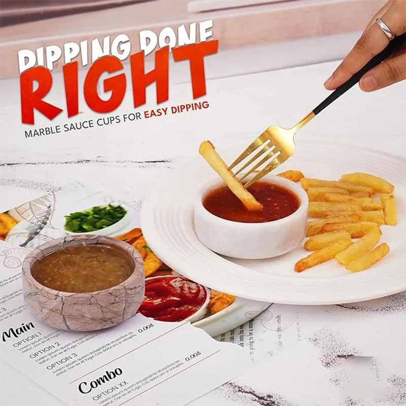 Natural Marble Sauce Cups - Dipping Bowl Cup Set