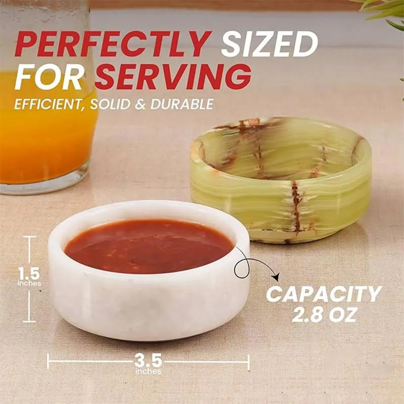 Natural Marble Sauce Cups - Dipping Bowl Cup Set