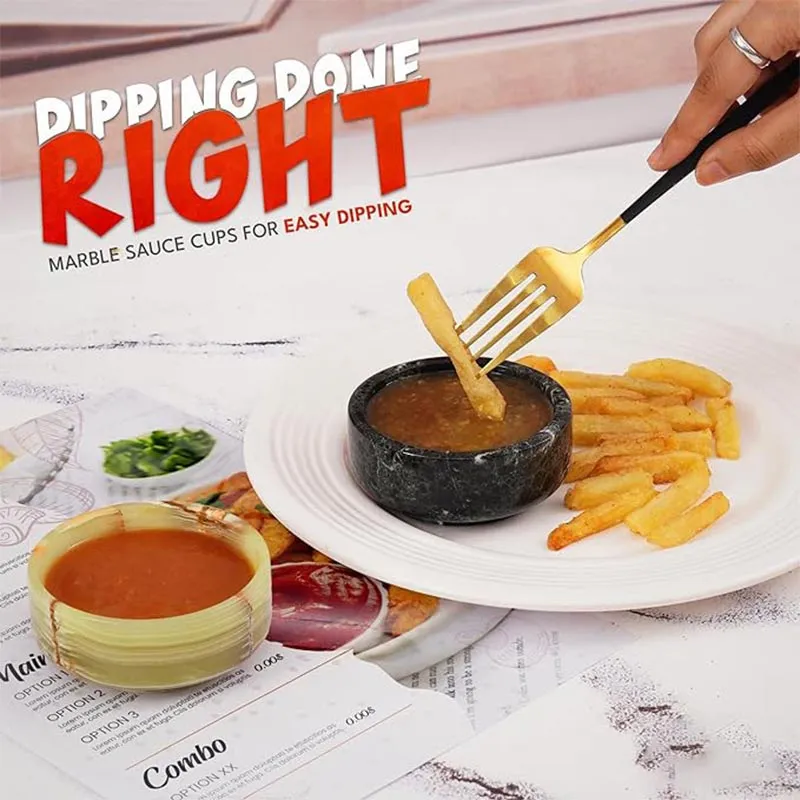 Natural Marble Sauce Cups - Dipping Bowl Cup Set