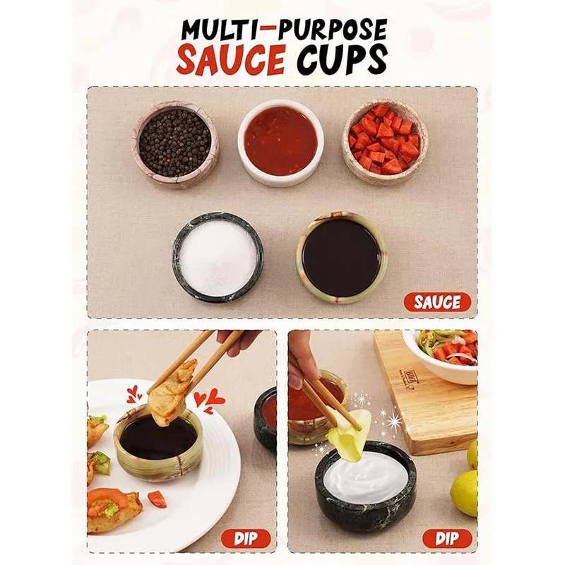 Natural Marble Sauce Cups - Dipping Bowl Cup Set