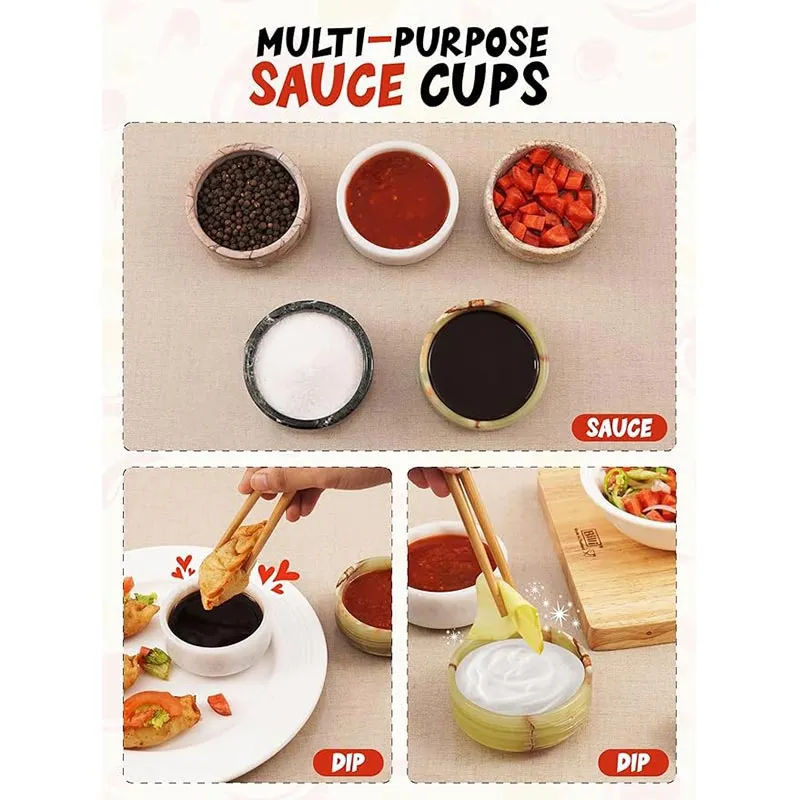 Natural Marble Sauce Cups - Dipping Bowl Cup Set