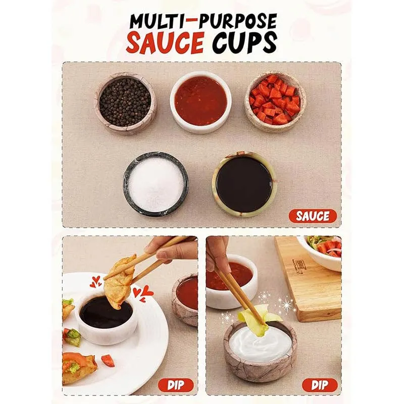 Natural Marble Sauce Cups - Dipping Bowl Cup Set