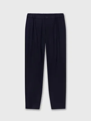 Navy Bamboo Elastic Waist Trousers