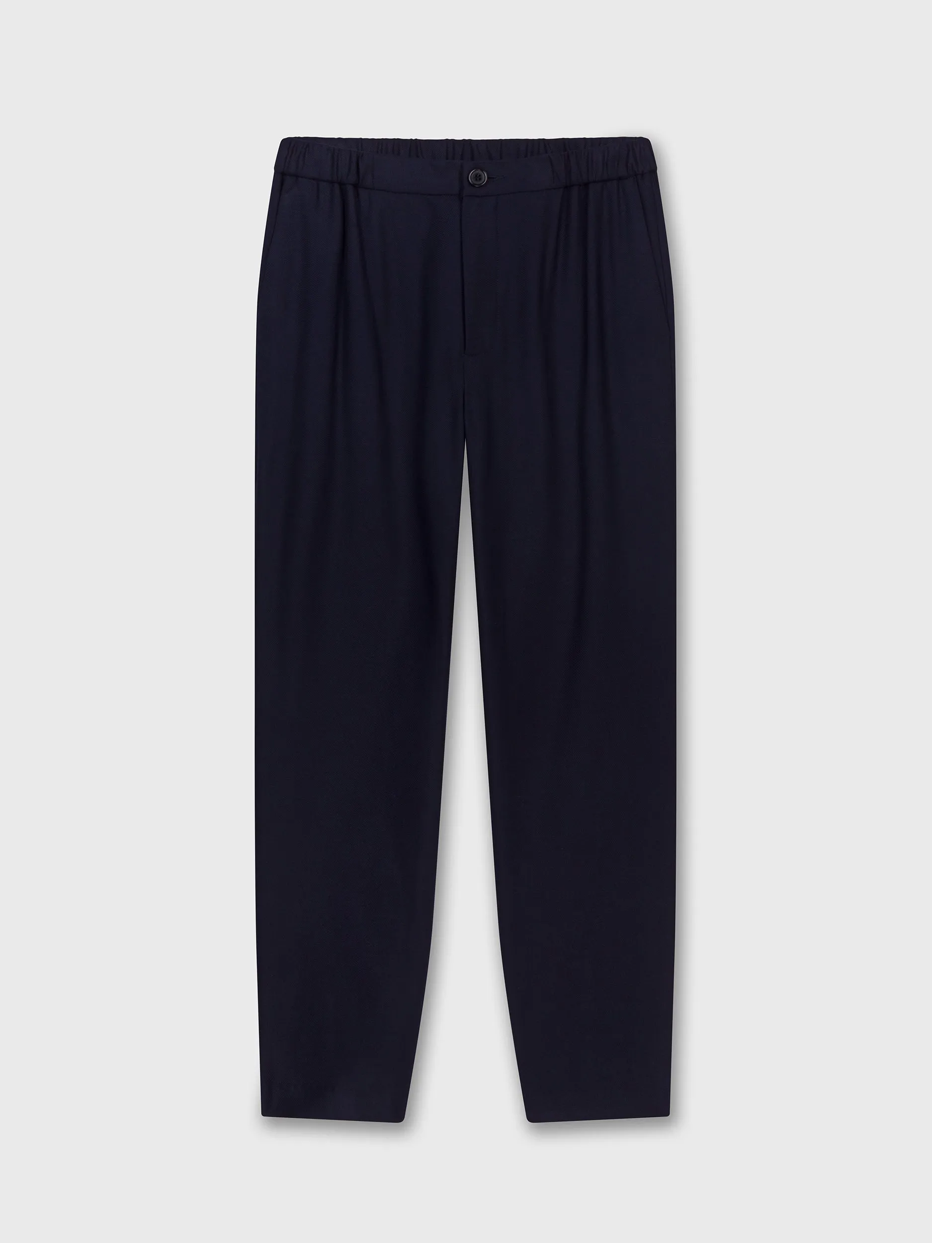 Navy Bamboo Elastic Waist Trousers