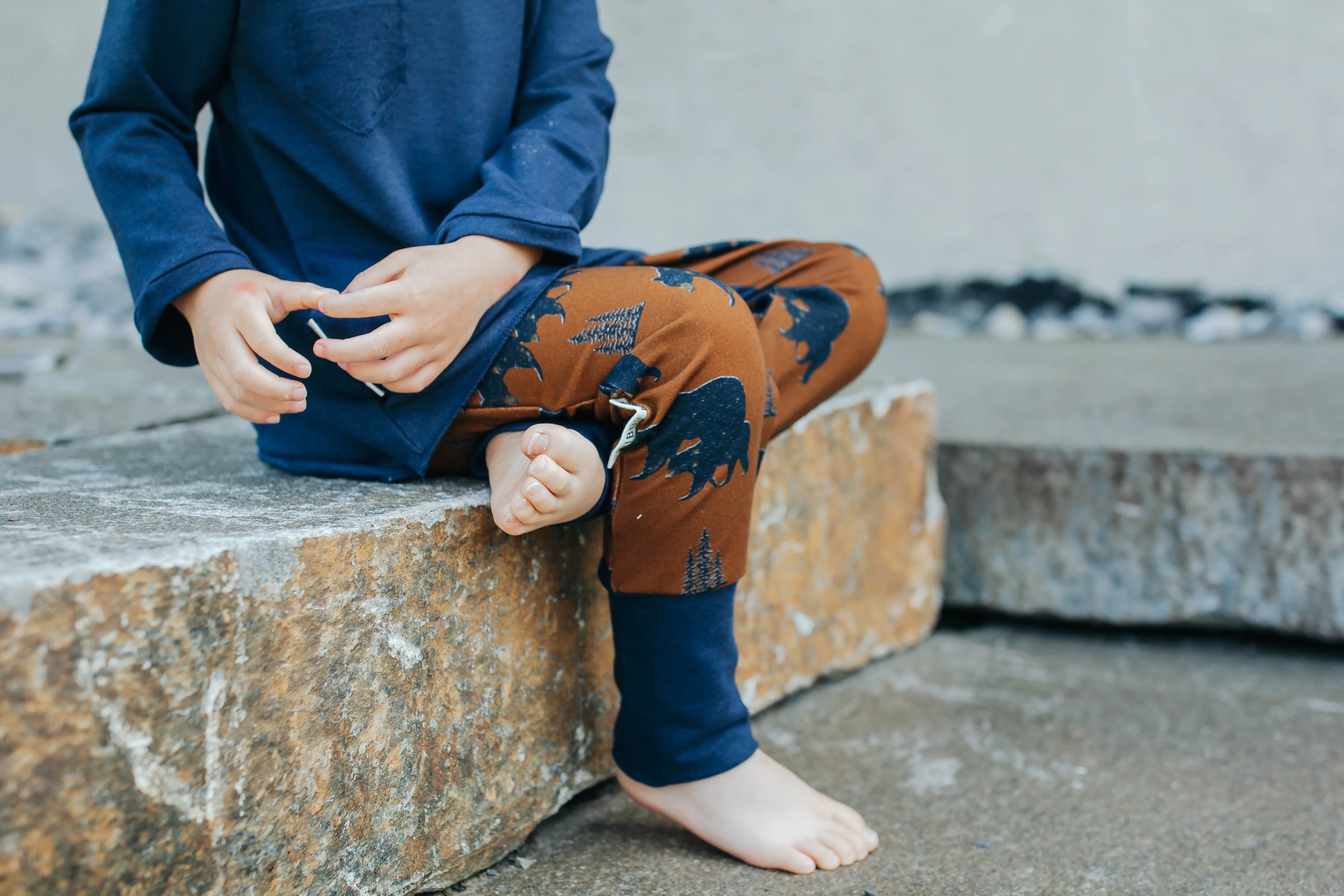 Navy Hi-Lo Tee-Bamboo