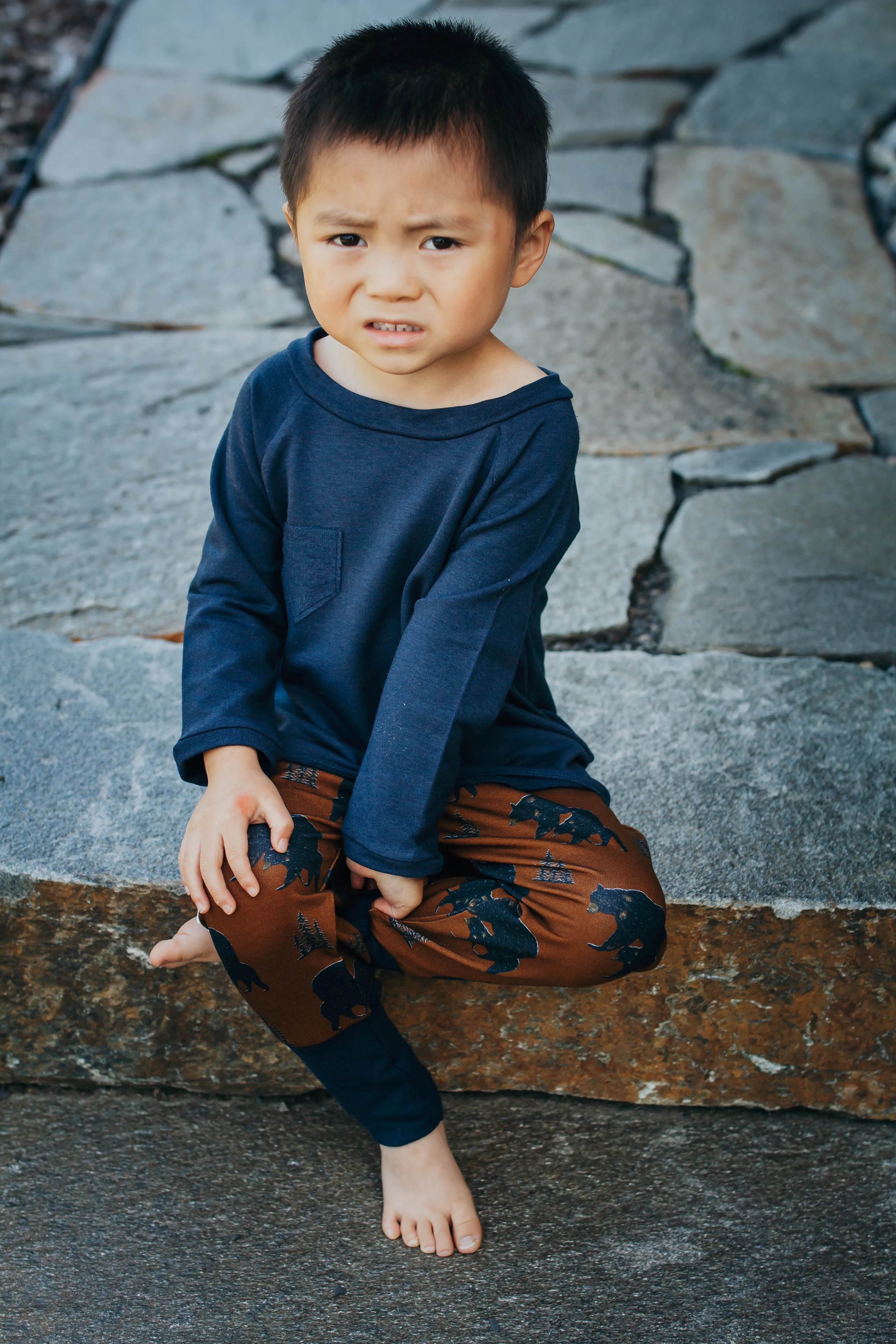 Navy Hi-Lo Tee-Bamboo