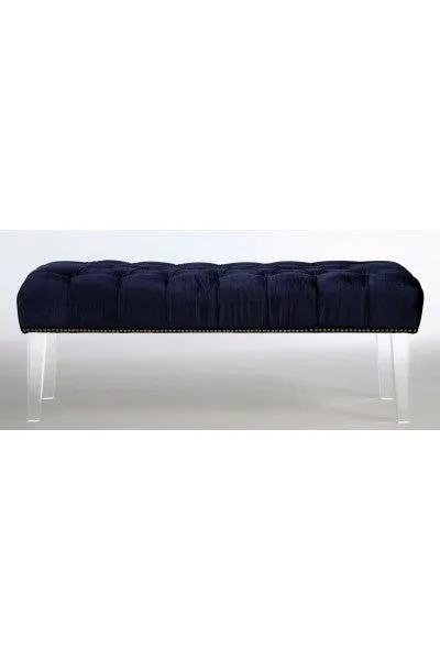 Navy Linen Lucite Bench