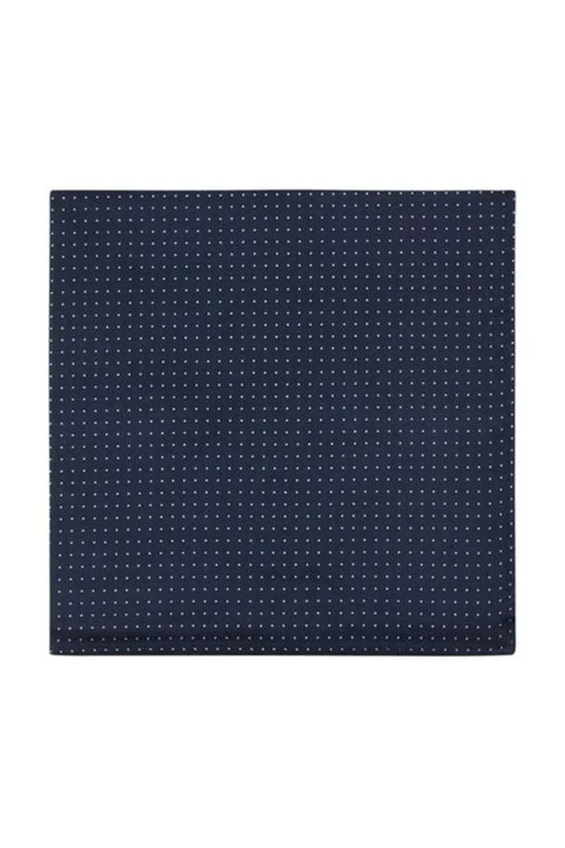 Navy Pin Dot Silk Pocket Square