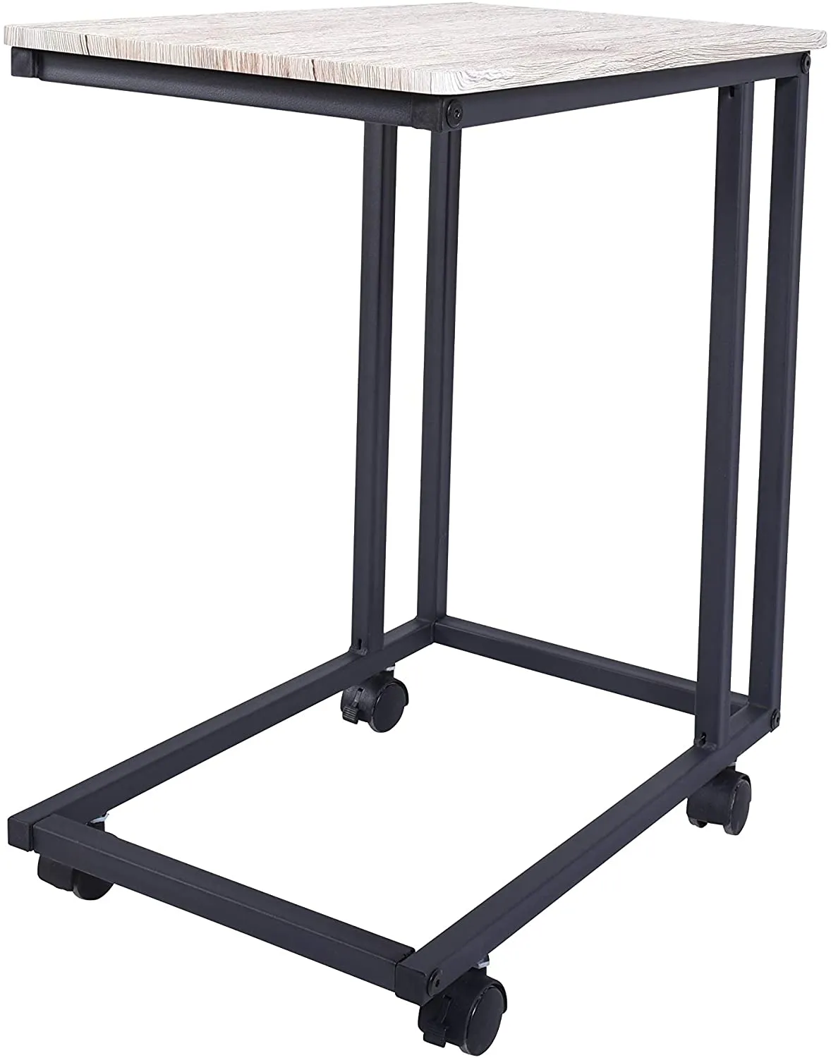 New in box! C Shaped Movable End Table/Snack Table with black metal frame & wood top! Great for living room, Bedroom, Bathroom etc!