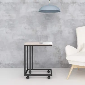 New in box! C Shaped Movable End Table/Snack Table with black metal frame & wood top! Great for living room, Bedroom, Bathroom etc!