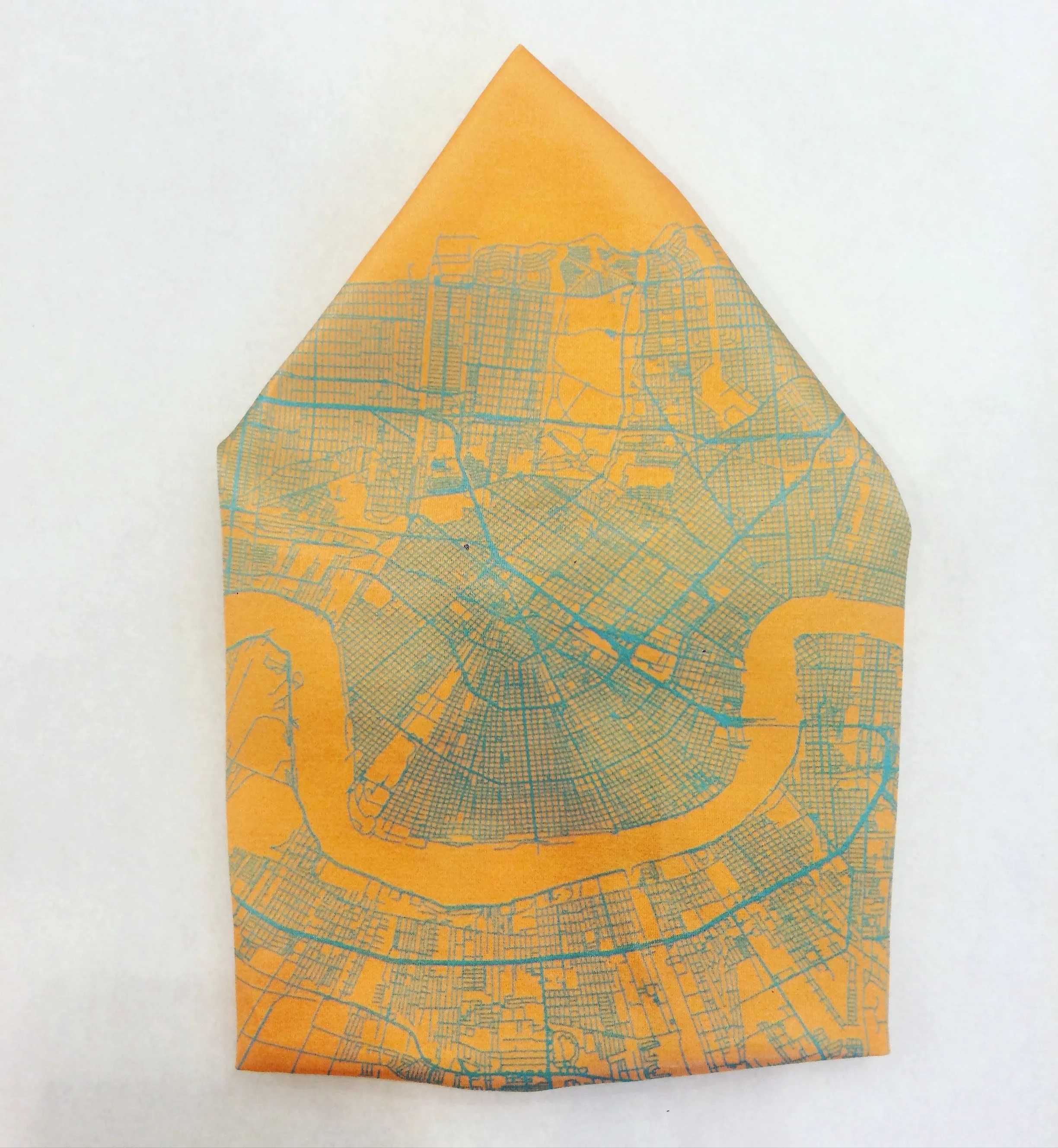 New Orleans Map Silk Pocket Squares