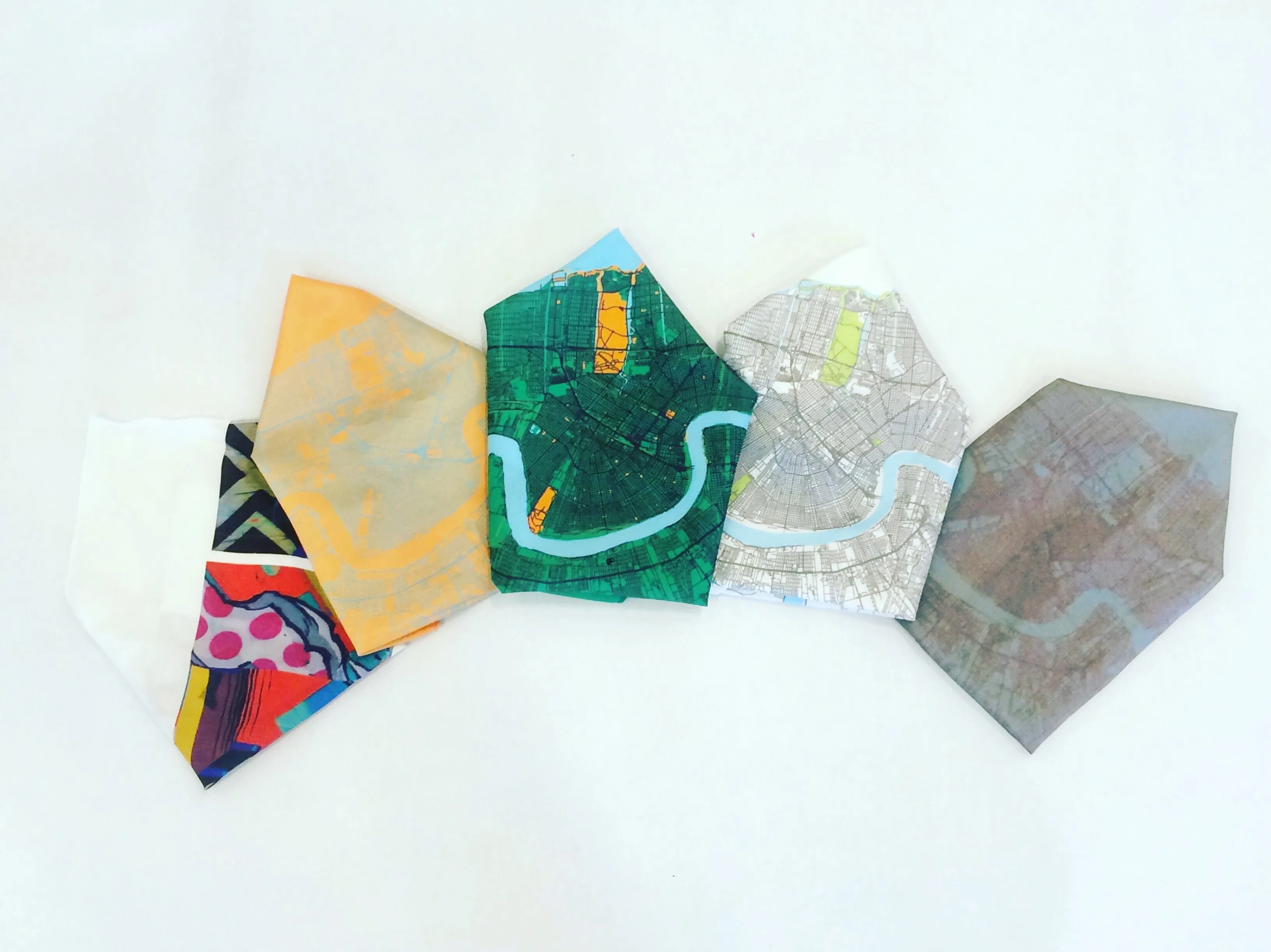 New Orleans Map Silk Pocket Squares