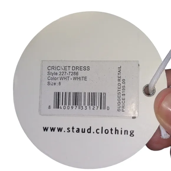 NWT STAUD &quot;Cricket&quot; Linen Blend White Mini Dress Size 6