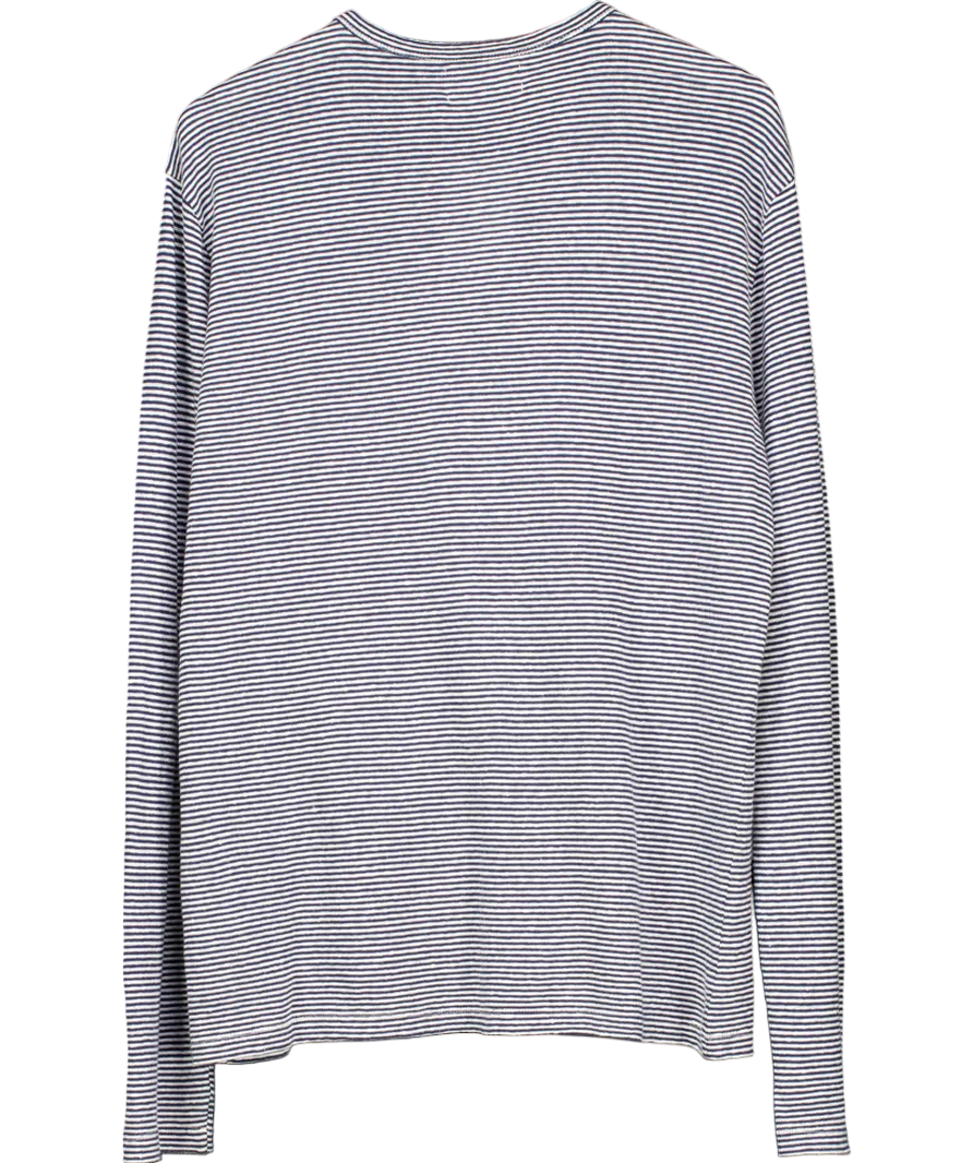Officine Générale Blue Striped Cotton Blend Long Sleeve T-shirt UK M