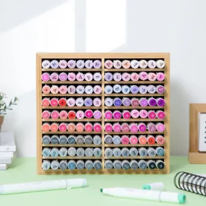 Ohuhu Organizador 100% bamboo para marcadores - Capacidad hasta 126 marcadores