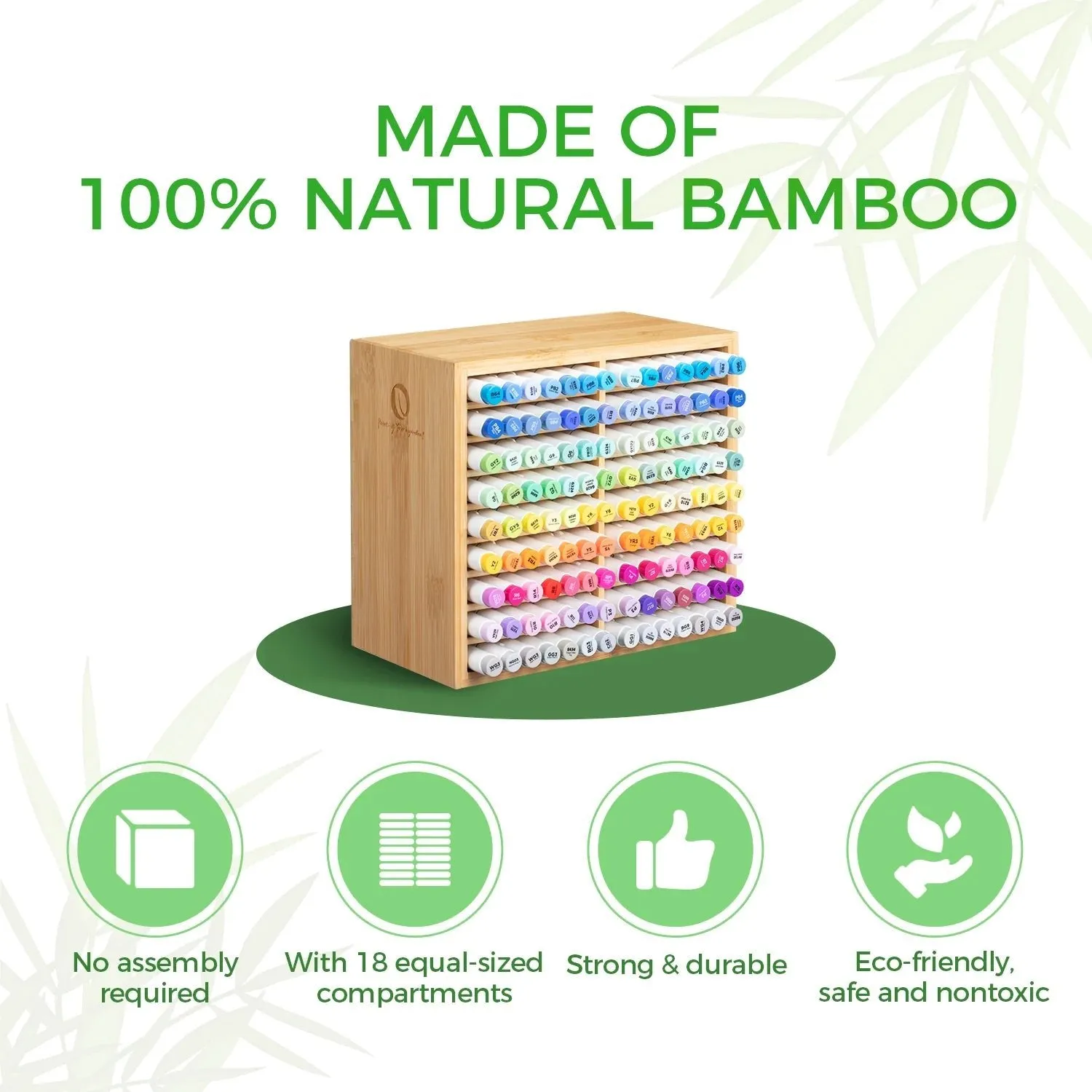 Ohuhu Organizador 100% bamboo para marcadores - Capacidad hasta 126 marcadores