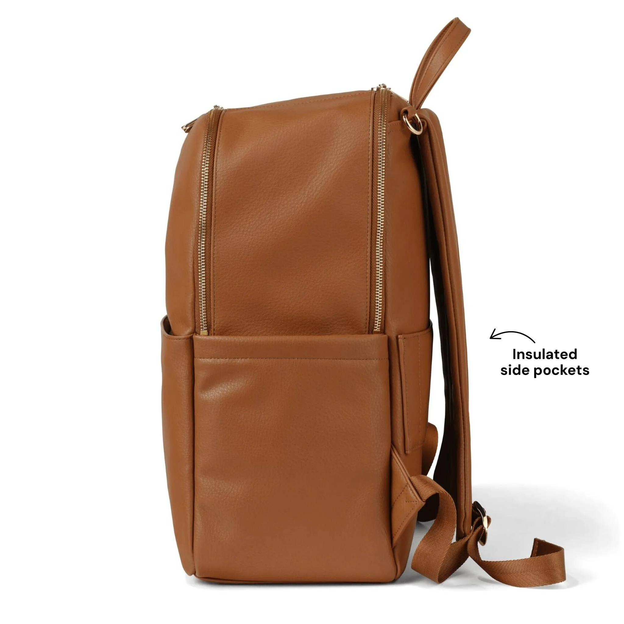 OiOi - Multitasker Nappy Backpack - Chestnut Brown Vegan Leather