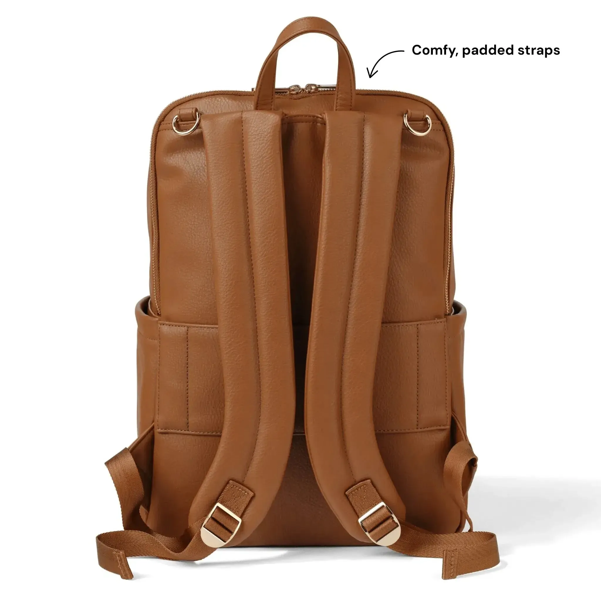 OiOi - Multitasker Nappy Backpack - Chestnut Brown Vegan Leather