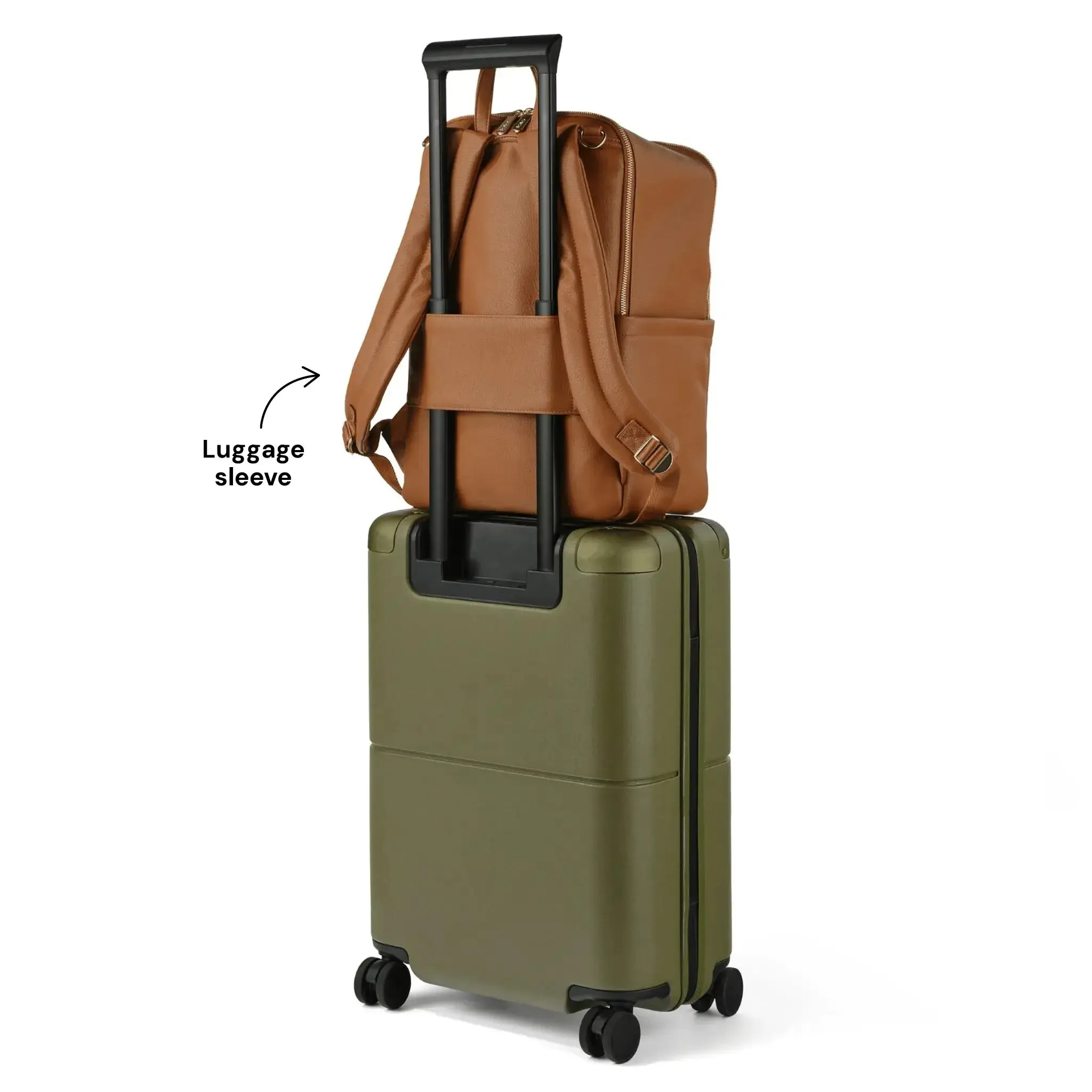 OiOi - Multitasker Nappy Backpack - Chestnut Brown Vegan Leather