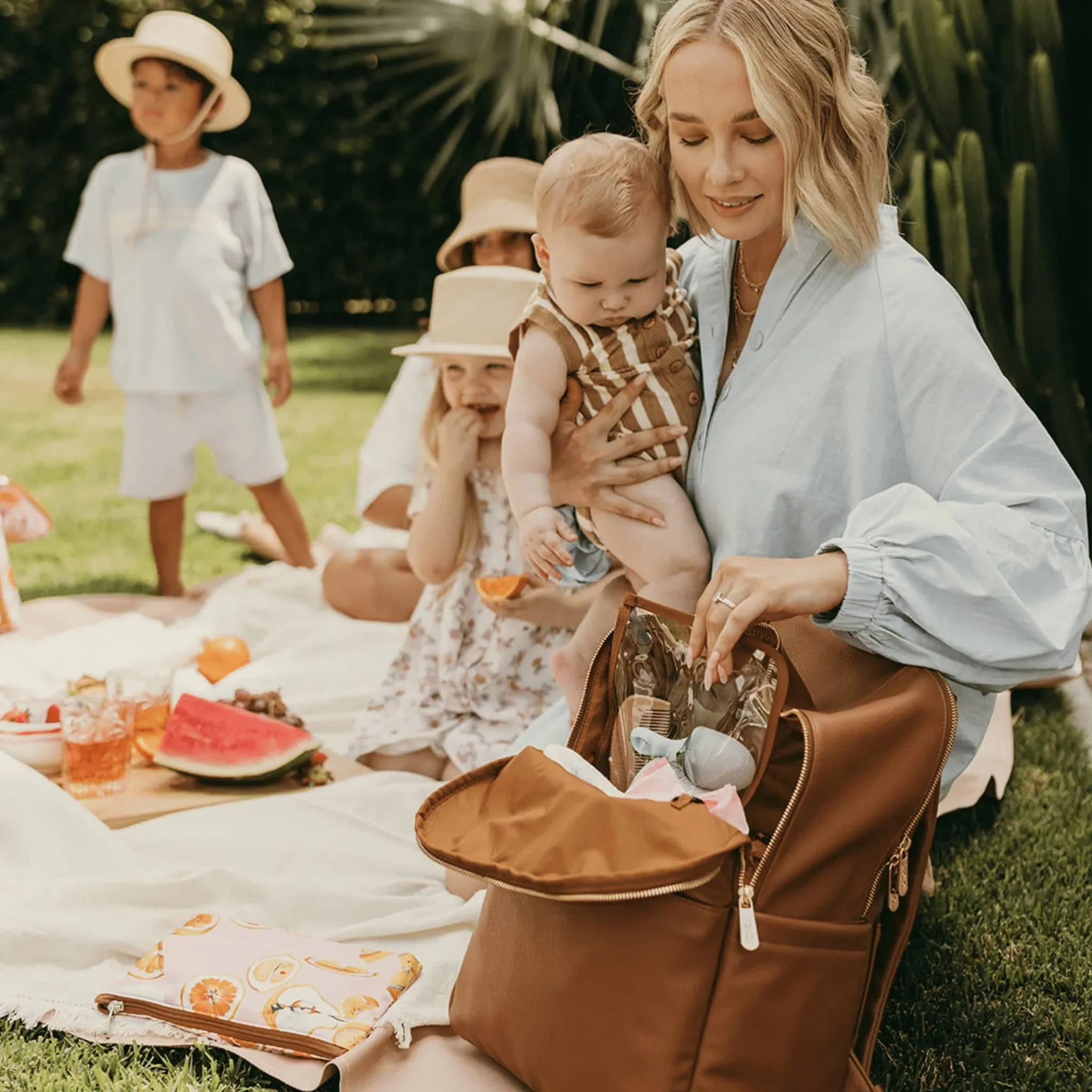 OiOi - Multitasker Nappy Backpack - Chestnut Brown Vegan Leather