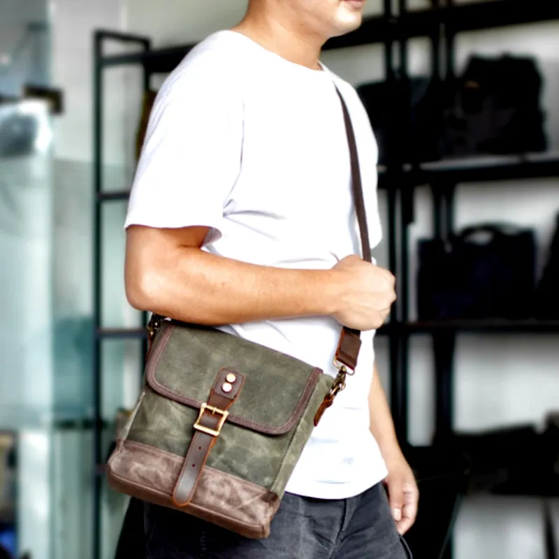 Olive Green waxed Canvas Purse Shoulder Bag