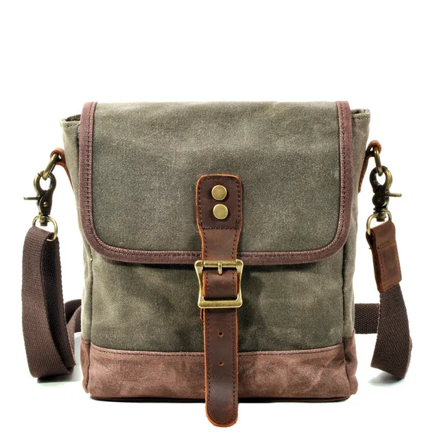 Olive Green waxed Canvas Purse Shoulder Bag