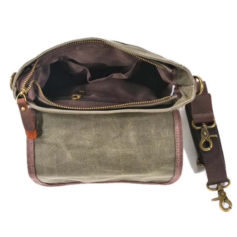 Olive Green waxed Canvas Purse Shoulder Bag