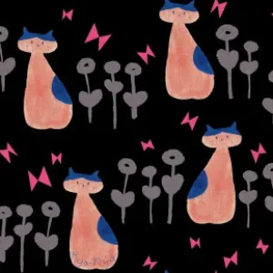 Once Upon a Time - Nya Nya - Jet Canvas Fabric for Cotton   Steel
