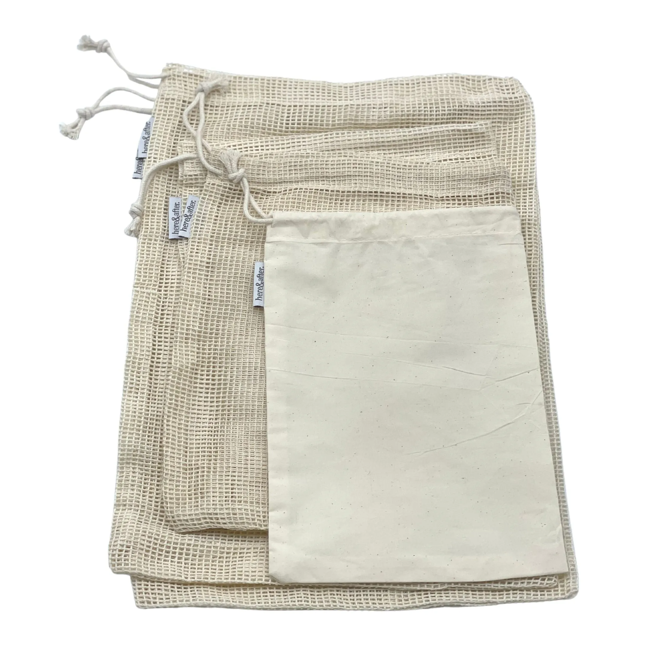 Organic Cotton Produce Bags - 5 pack