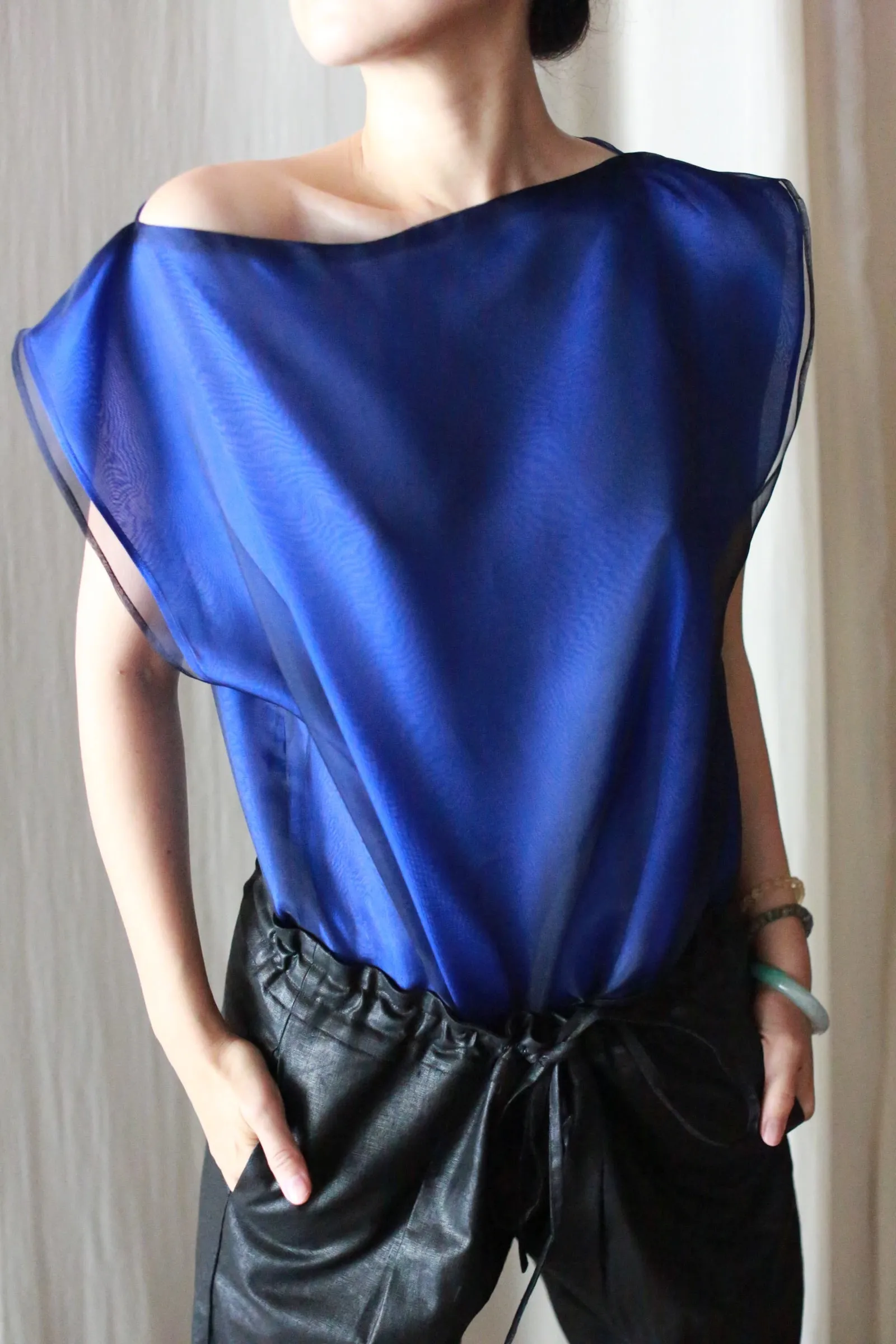 Organza Moonflower Top | Navy & Sapphire