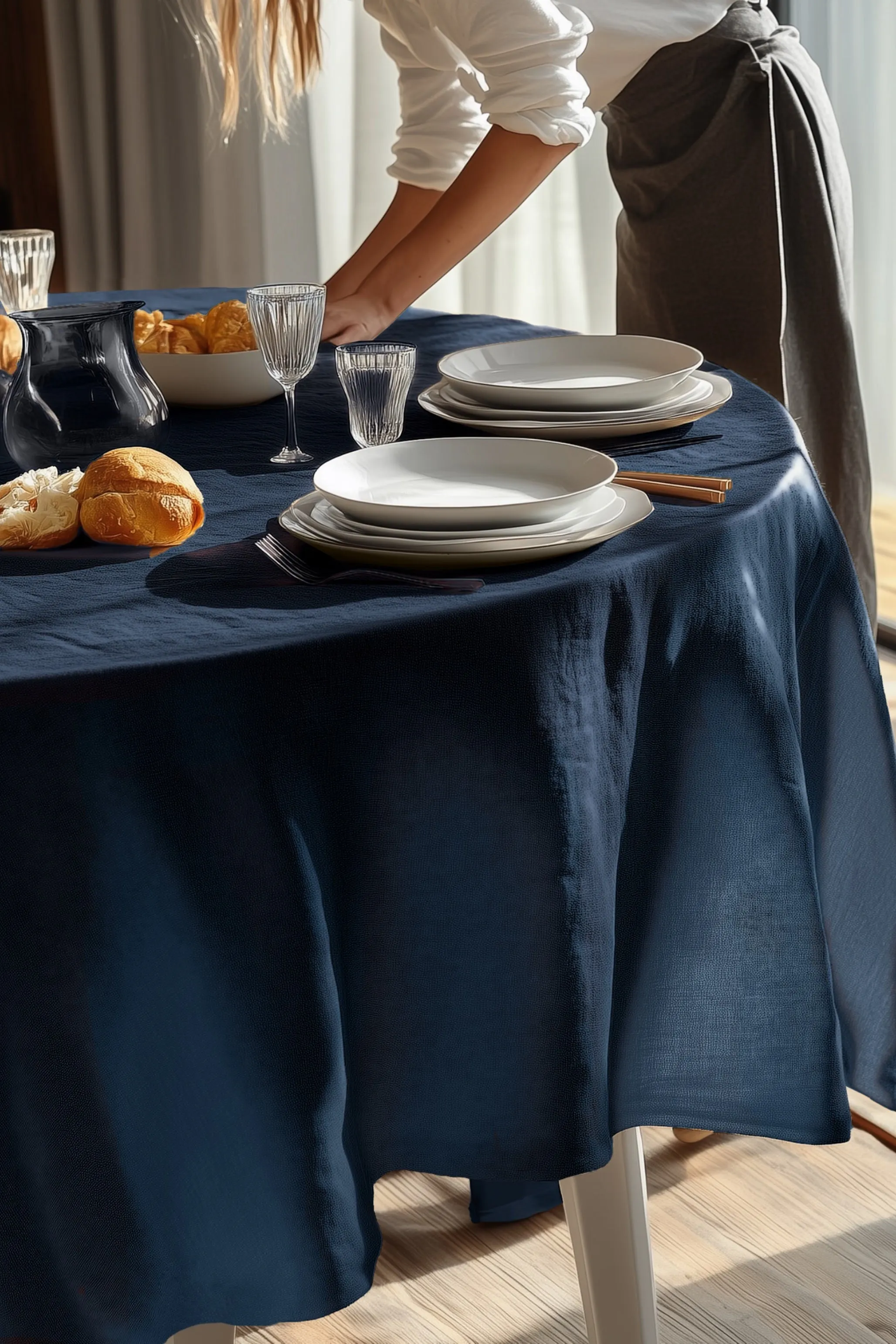 Oval Tablecloth - Dark blue