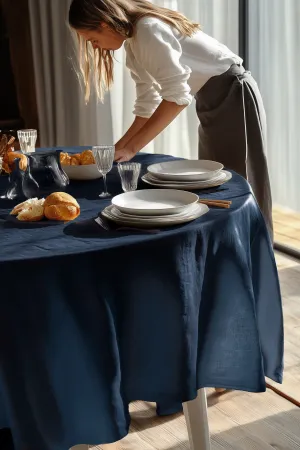 Oval Tablecloth - Dark blue