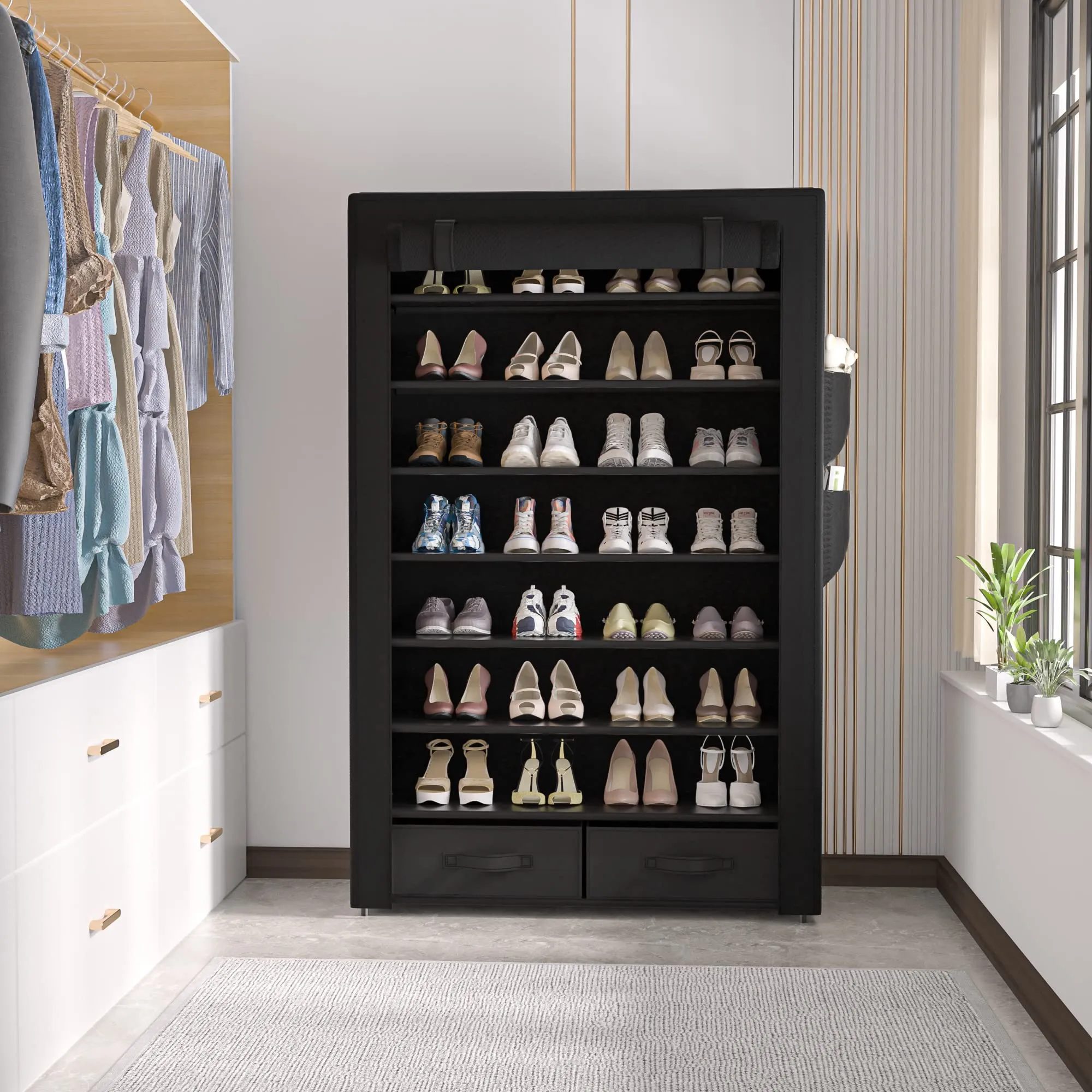 OYREL Tall Shoe Rack Dustproof Cabinet Large Capacity 8 Tier Shoe Organizer,32-40 Pairs of Shoes