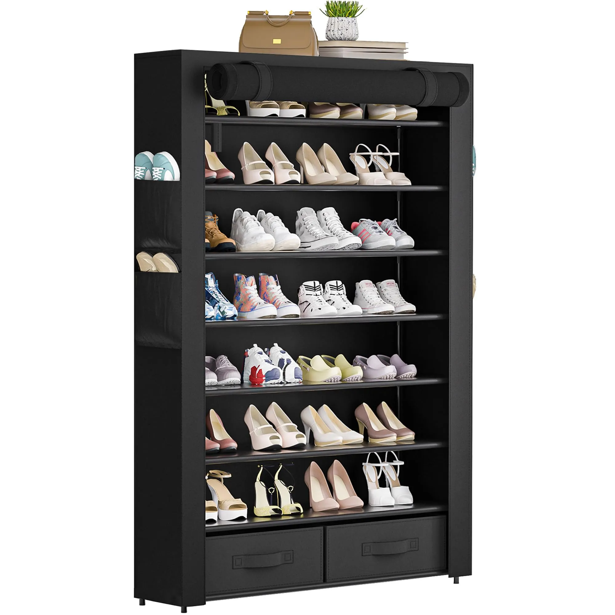 OYREL Tall Shoe Rack Dustproof Cabinet Large Capacity 8 Tier Shoe Organizer,32-40 Pairs of Shoes