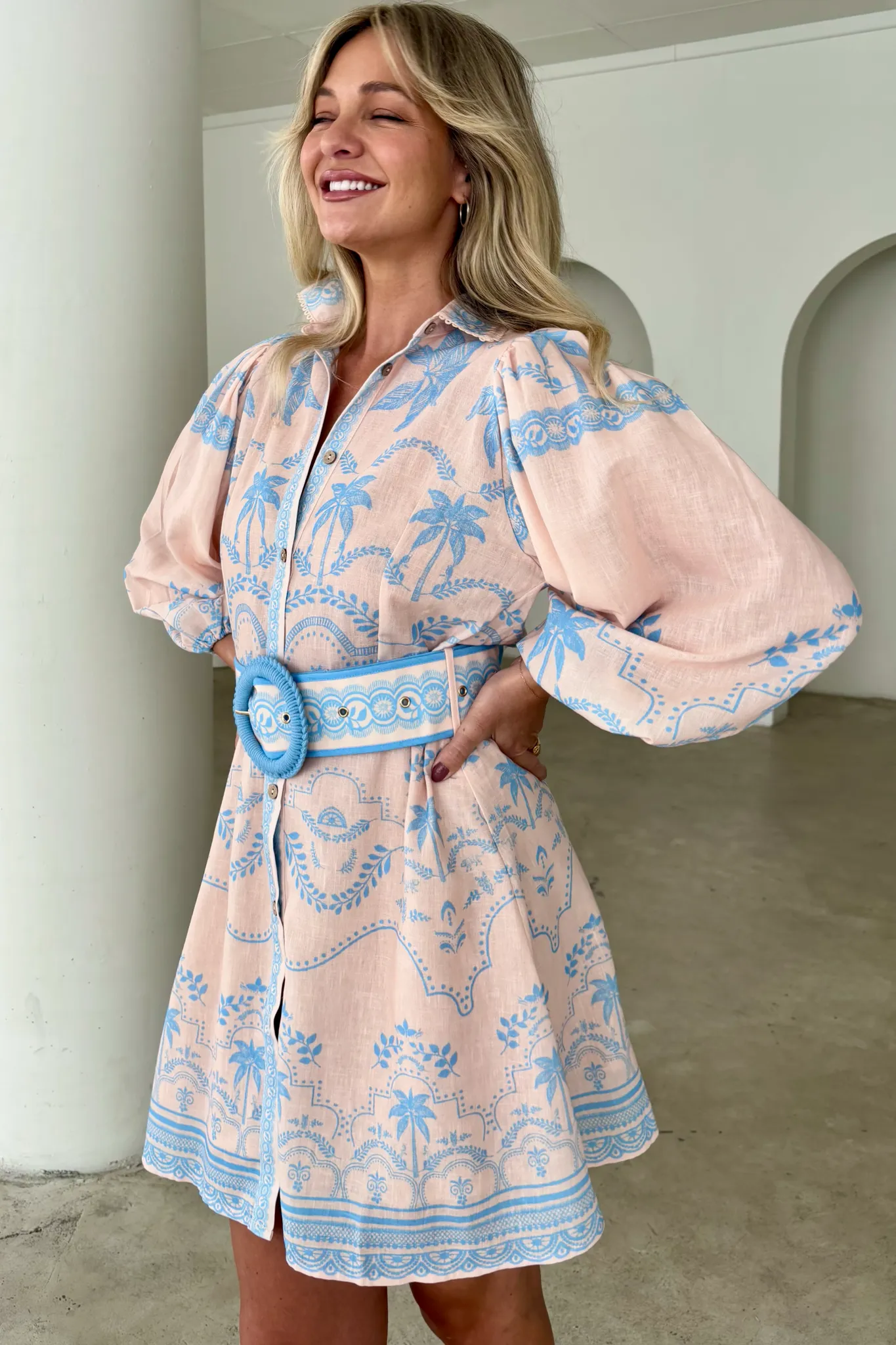 PALM SPRING SHORT DRESS BLUE