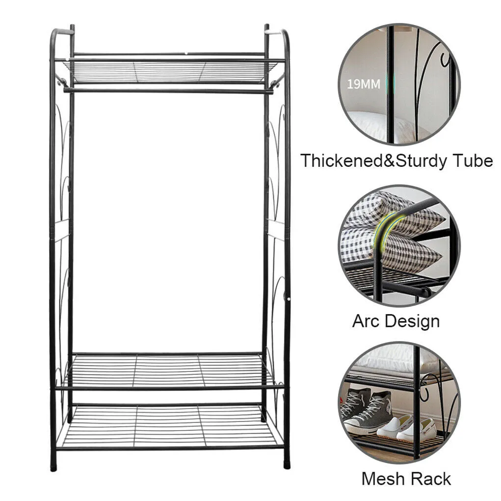 P&P Metal Open Wardrobe Simplicity Clothes Rack Garment Storage Hanger Shoe Organise
