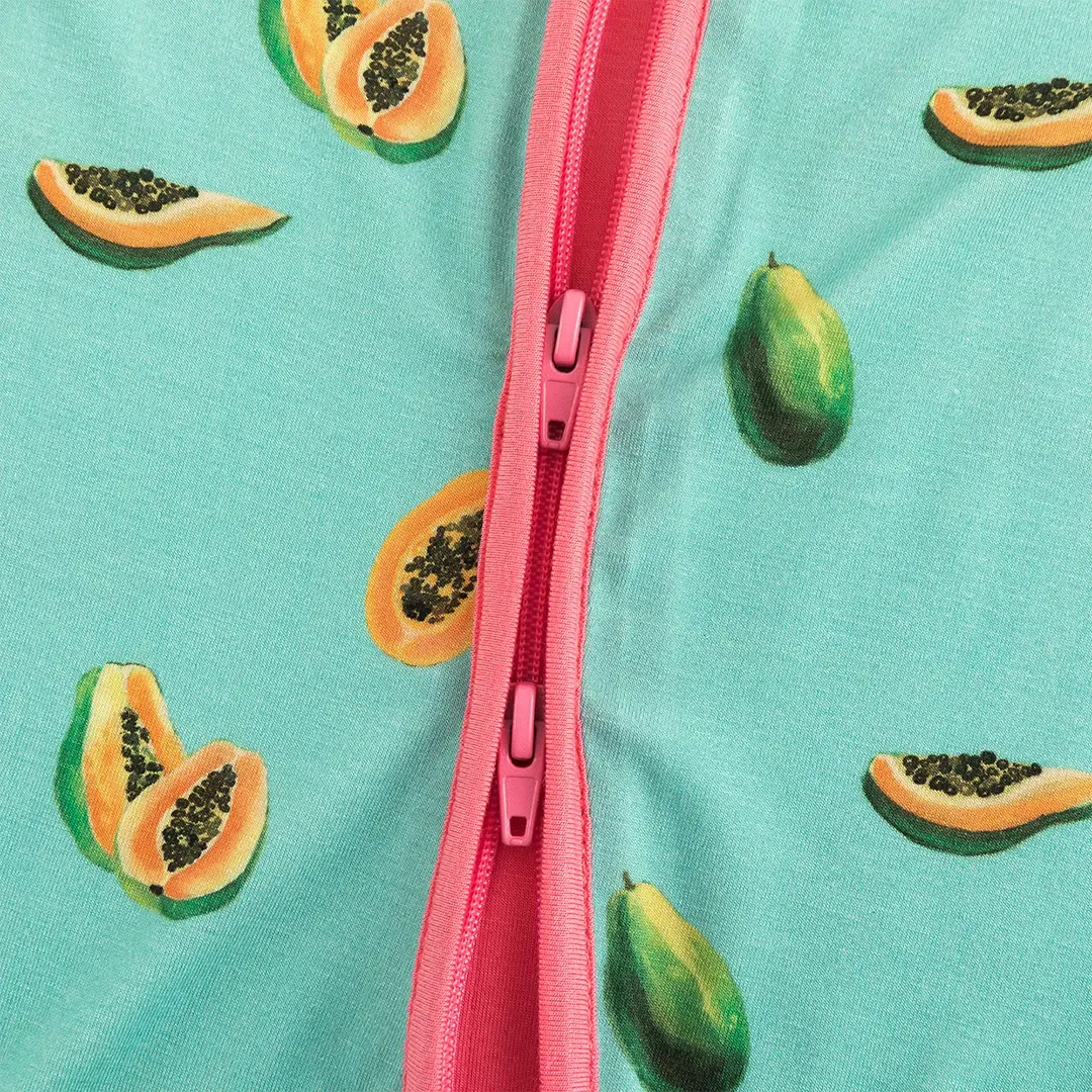 Papaya Green Pattern Bamboo Zippy Pajama Romper