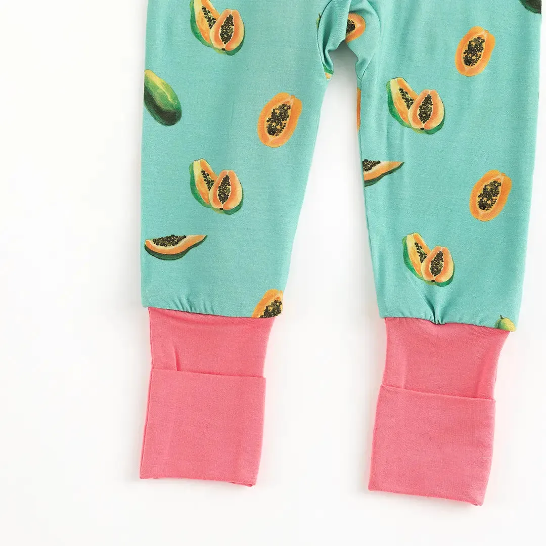 Papaya Green Pattern Bamboo Zippy Pajama Romper