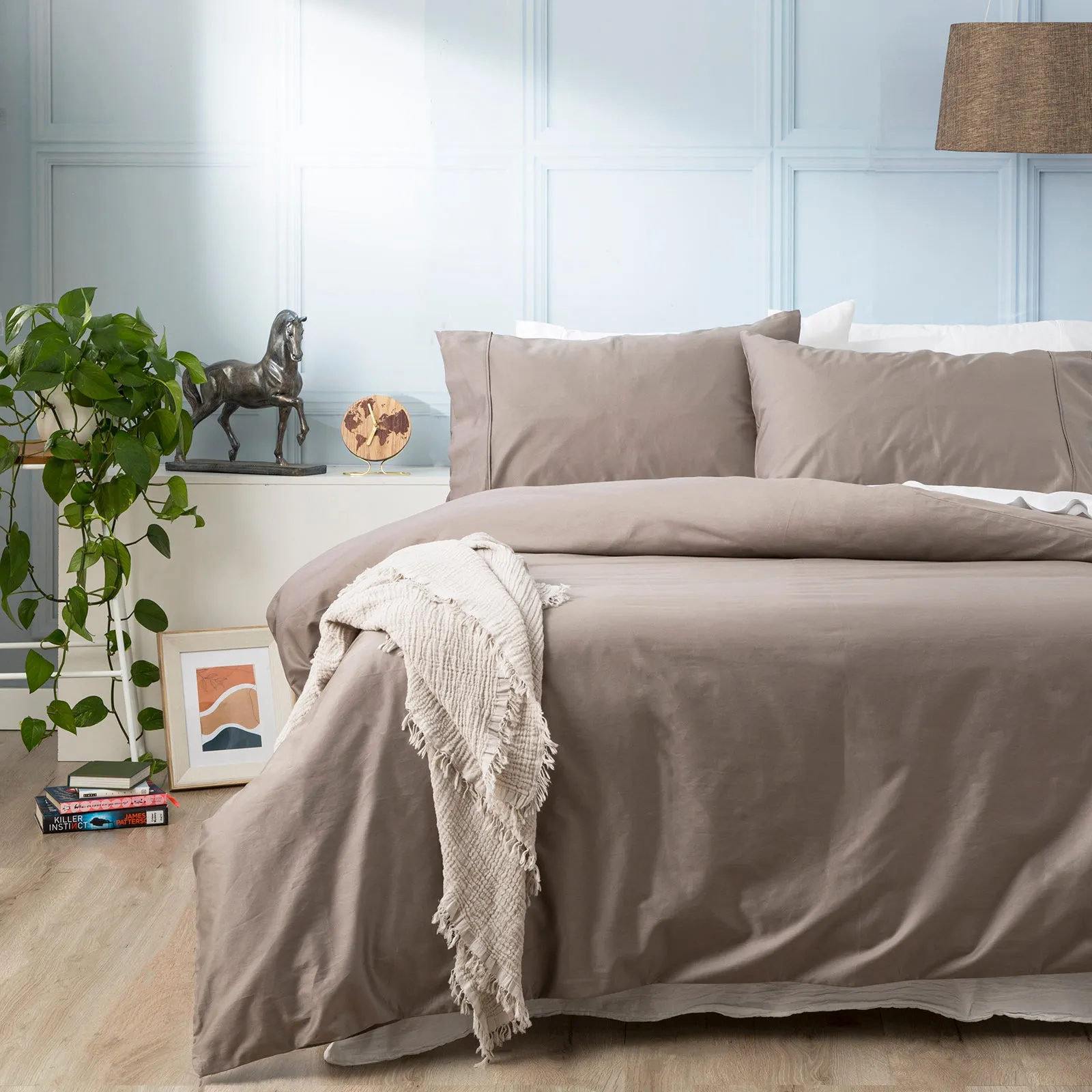 Park Avenue 500 Thread count Natural Bamboo Cotton Quilt Cover Set - Pewter