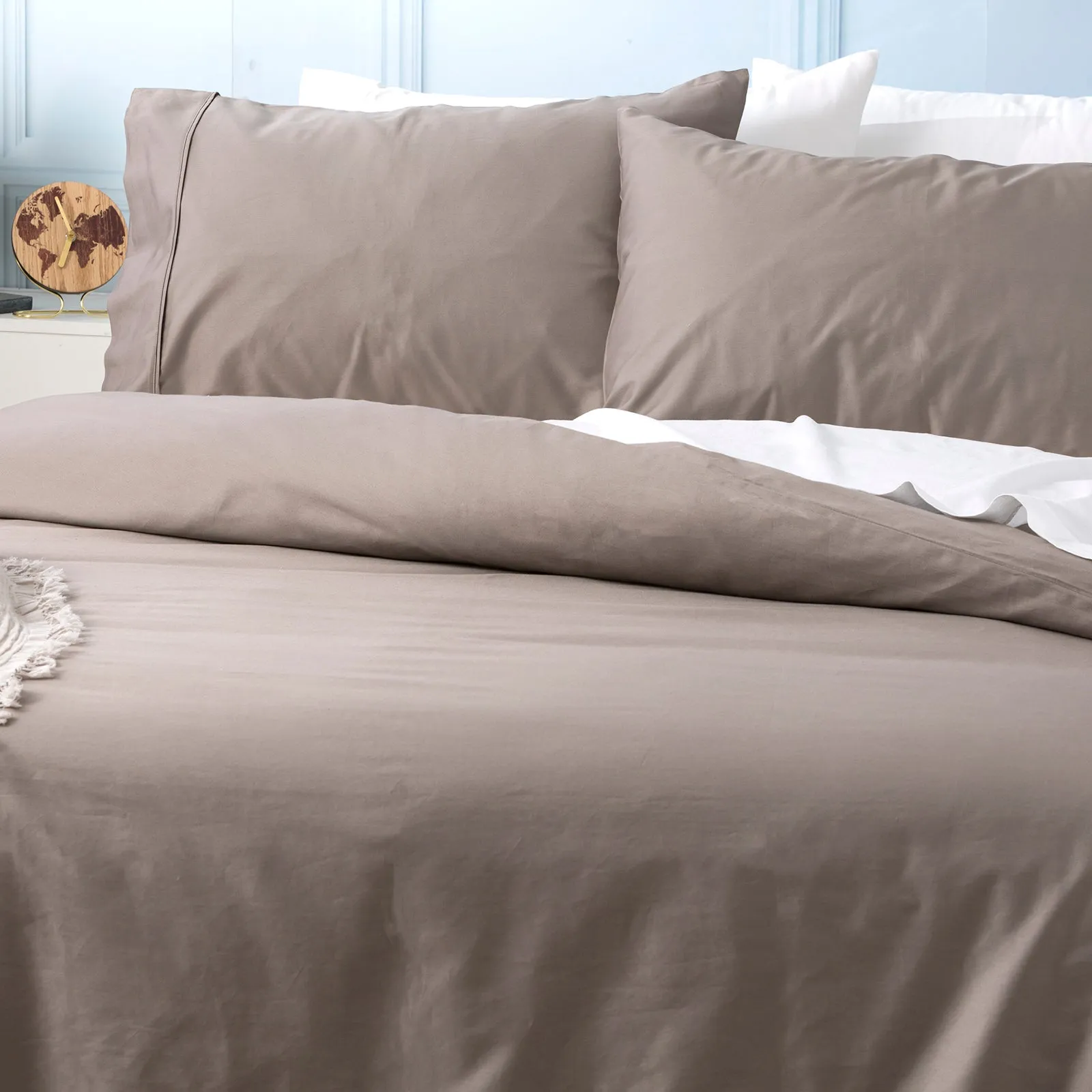 Park Avenue 500 Thread count Natural Bamboo Cotton Quilt Cover Set - Pewter