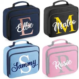 Personalised Initial Letter & Script Name Design Lunch Box Bag - other  colour options