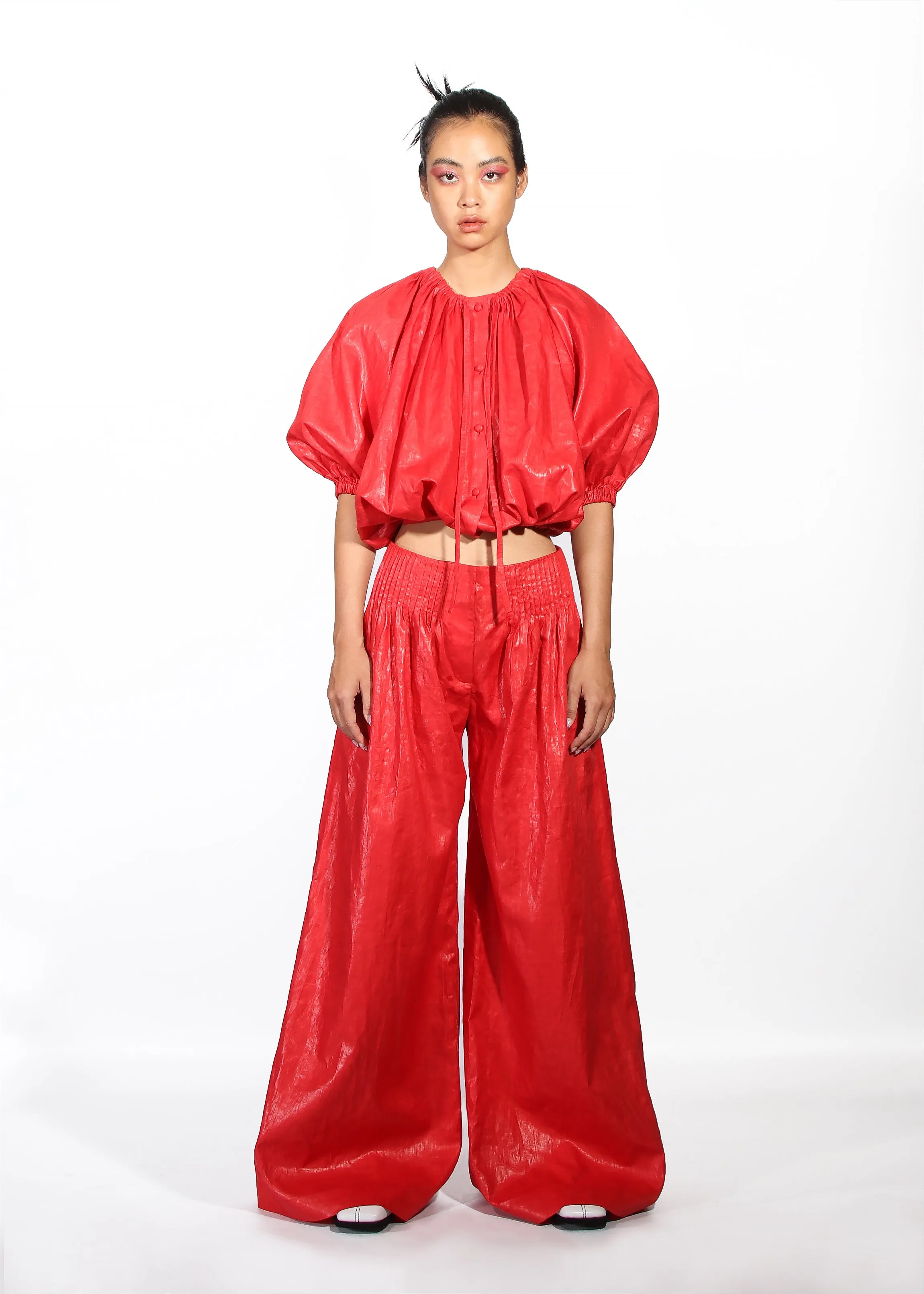 Pin-Tuck Wide Trousers