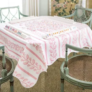 Pink Botanical Stripe Game Table Topper