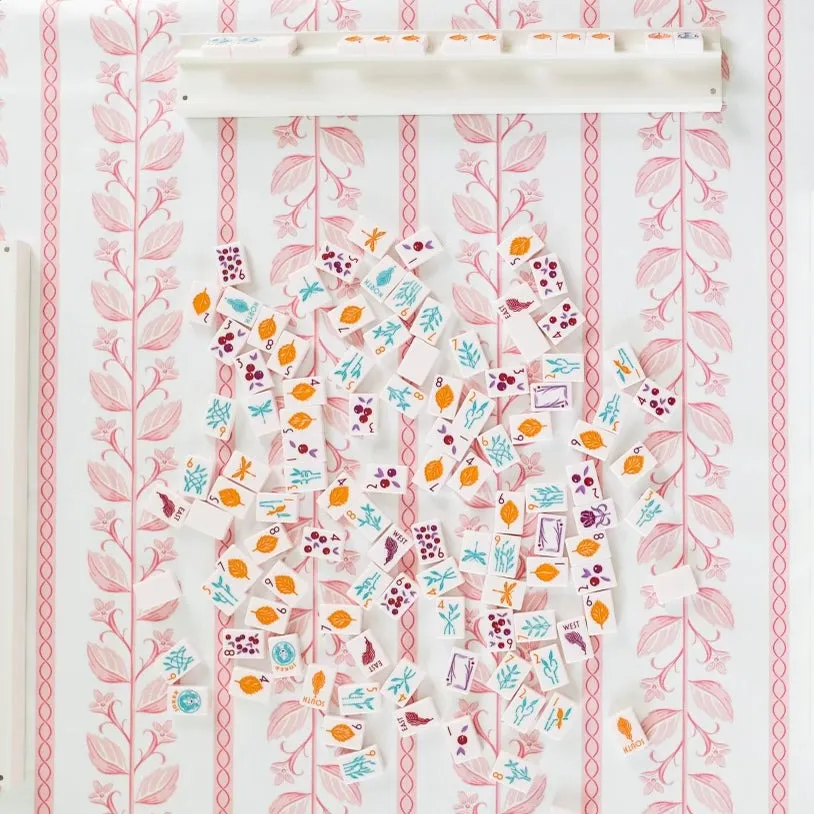 Pink Botanical Stripe Game Table Topper