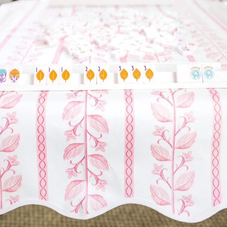 Pink Botanical Stripe Game Table Topper