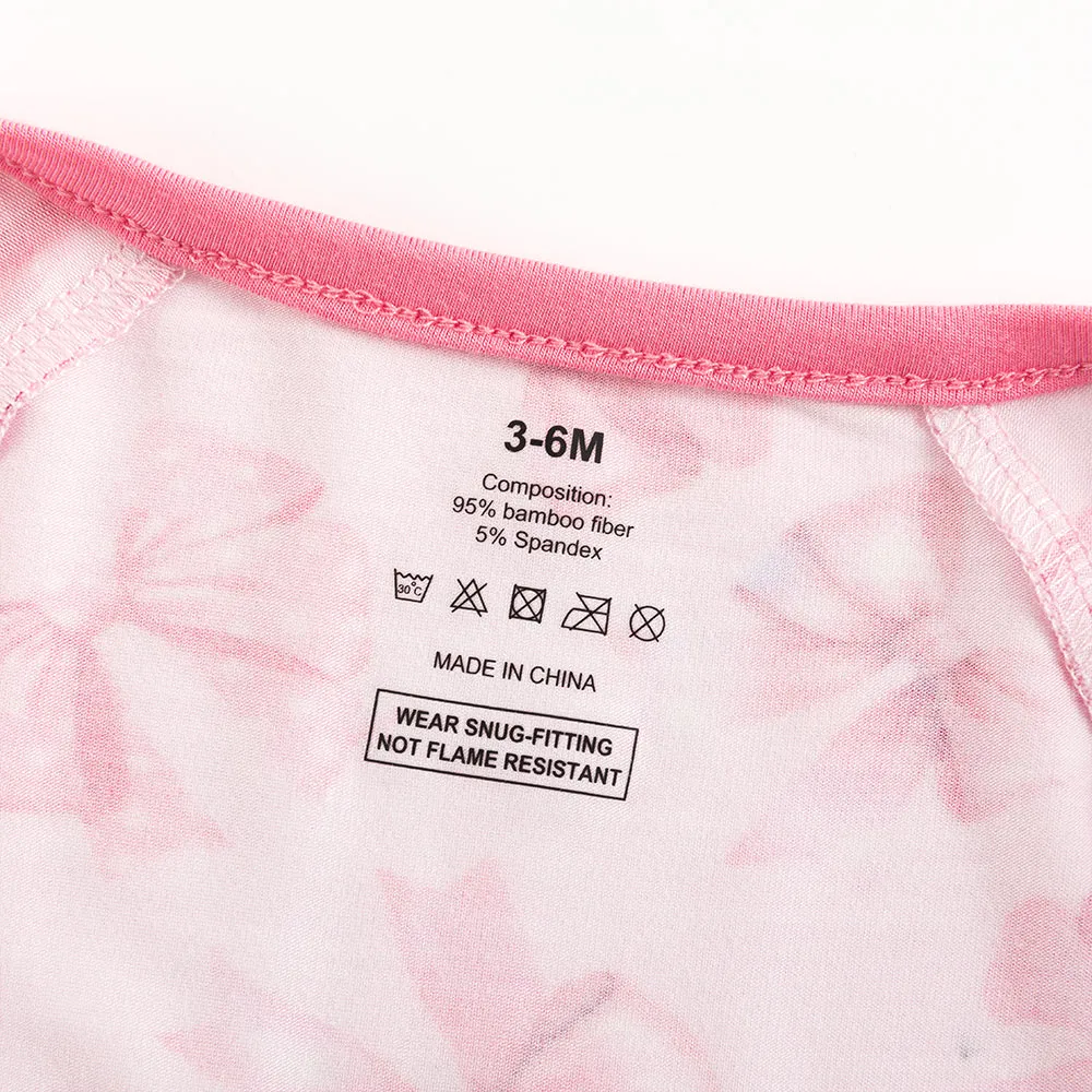 Pink Polka Dots Bow Baby Bamboo Long Sleeper Romper
