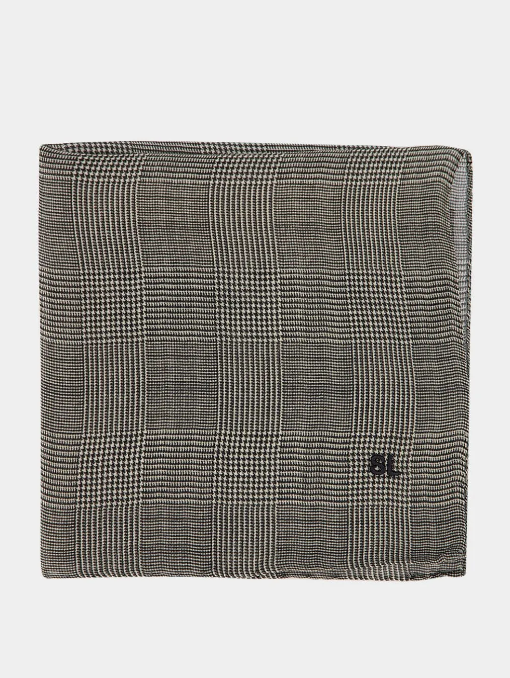 Pocket Square Scarf In Prince Of Wales Silk Charmeuse