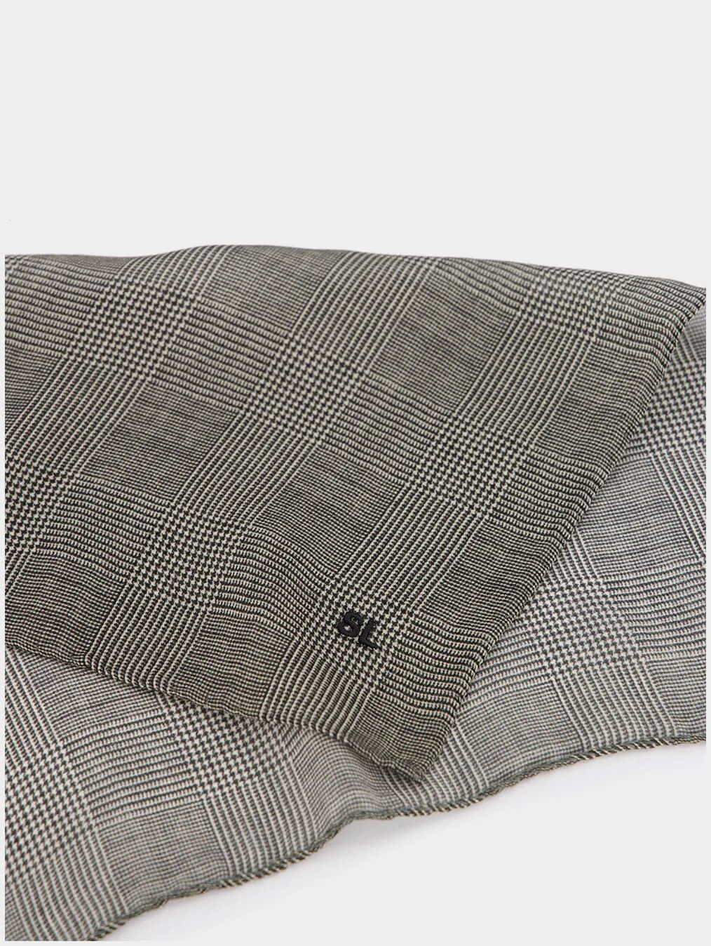 Pocket Square Scarf In Prince Of Wales Silk Charmeuse